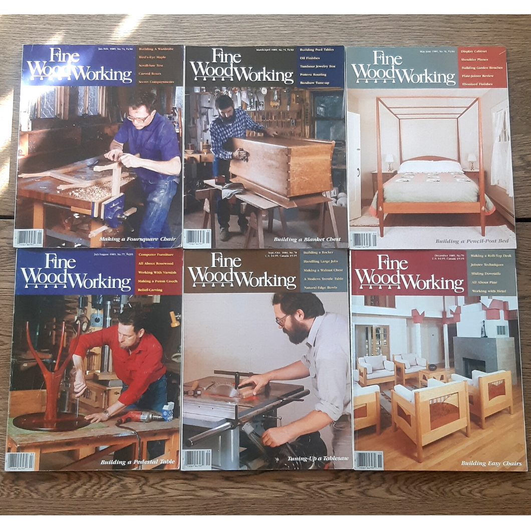Fine Woodworking Full Set (6 Volumes) 1989 - #74-79 Vintage Magazines
