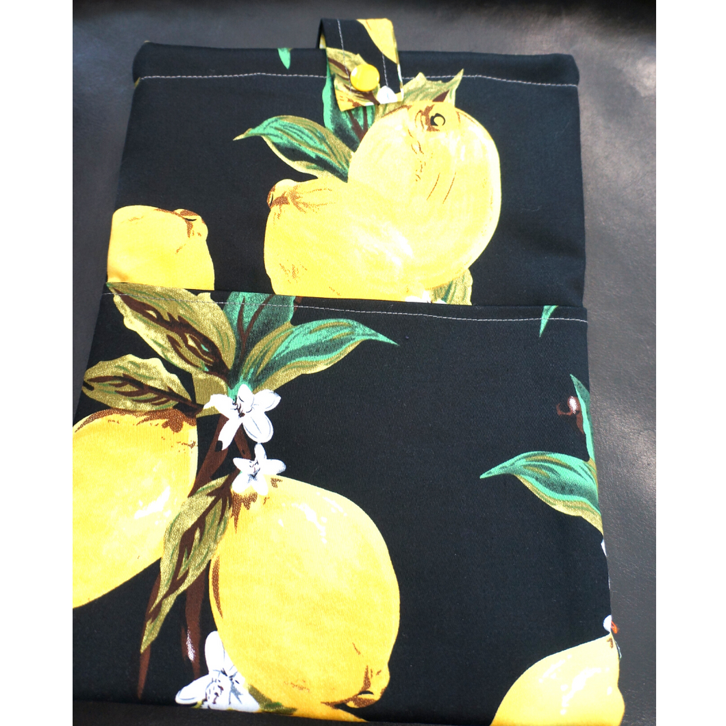 Book Sleeves - Lemon on Black Background Pattern